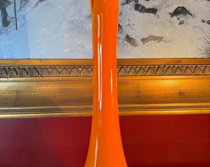 Vintage LE Smith Bittersweet Slag Smoothie Glass Vase, Orange Mid Century Modern Decor