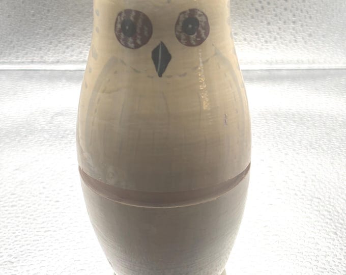 Hand Painted Wooden Snow Owl Nesting Dolls, Matryoshka Set of Wooden Owls