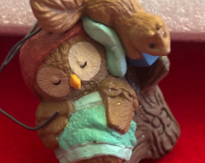 1993 Hallmark Christmas Tree Owliver with Squirrel Ornament, Holiday Decor, Gift for Her