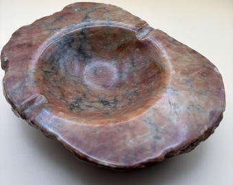 Vintage Brown Alabaster Stone Ashtray From Italy Lover Antiques and Vintage