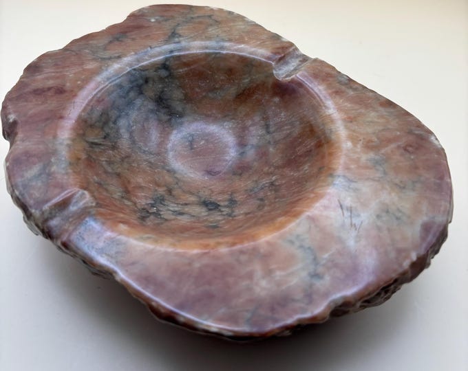 Vintage Brown Alabaster Stone Ashtray From Italy Lover Antiques and Vintage