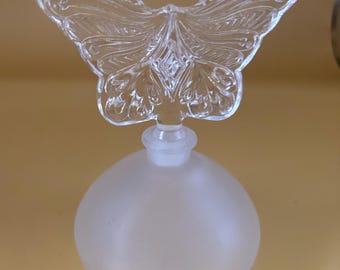Vintage Glass Butterfly Perfume Bottle Frosted Glass Base Lover Antiques and Vintage