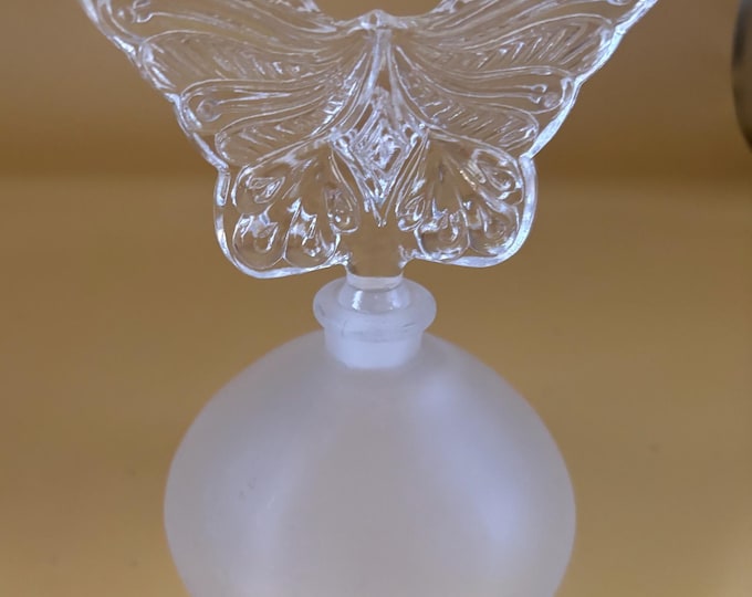Vintage Glass Butterfly Perfume Bottle Frosted Glass Base Lover Antiques and Vintage