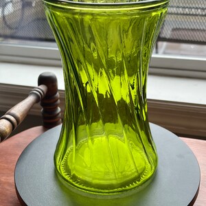 Vintage Green Glass Swirl Vase, Pretty Green Vase, Lover Antiques and Vintage
