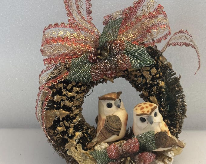 Vintage Wreath with 2 Owls Lover Antiques and Vintage