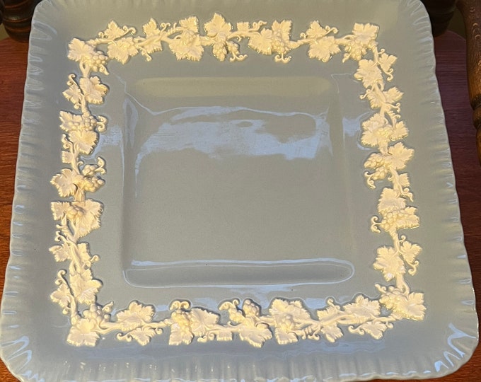 Vintage Wedgwood Embossed Etruria & Batlaston Queen’s Ware Made in England English Porcelain blue sky decoration of leaves Lover Antiques