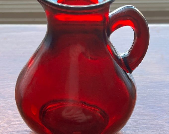 1980s Avon Ruby Red Glass Strawberry Bath Foam Decanter Bottle