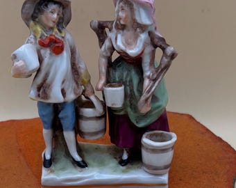 Antique AJ Uffrecht Porcelain Bisque Boy & Girl with Pails Figurine Lover Antiques and Vintage