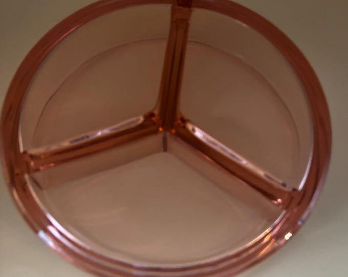 Vintage Pink Fostoria Versailles Glass Divided Relish Candy Bowl Dish Bowl Lover Antiques and Vintage