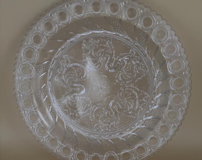 Vintage Imperial Glass Sandwich Scroll Plate Lover Antiques and Vintage