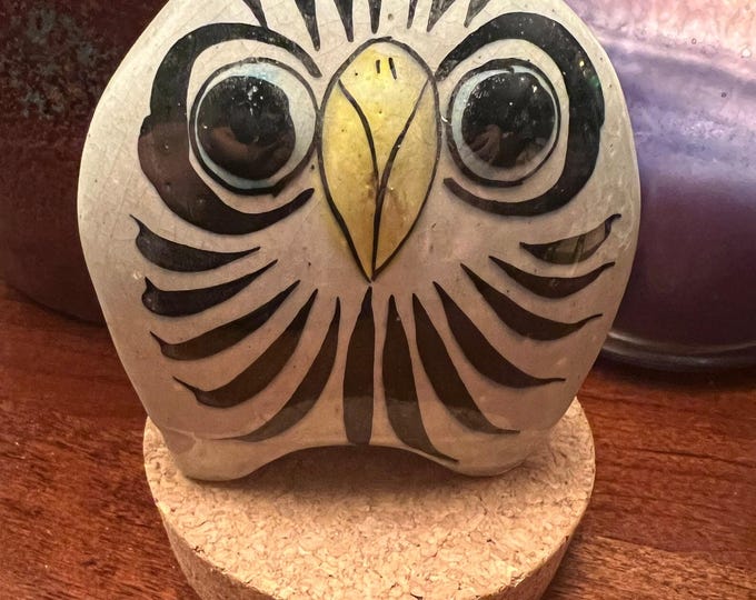 Vintage Tonala Mexican Pottery Owl: Signed Cat Solis, Ken Edwards Style