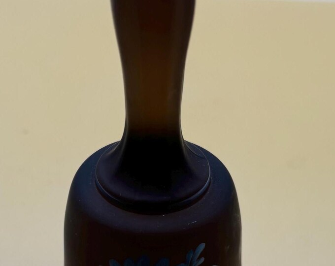 Vintage Westmoreland Black Satin Glass Bell with Hand Painted Floral Design Lover Antiques and Vintage
