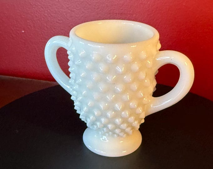 Fenton Hobnal Milk Glass Footed Open Sugar Vintage