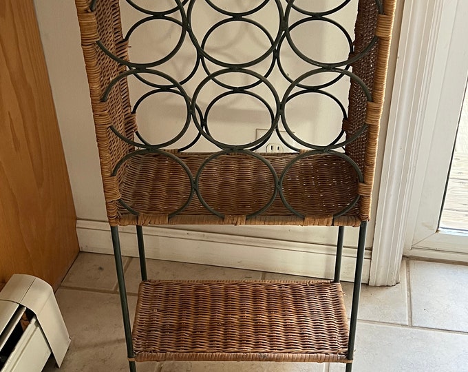Wine Rack Made of Wicker and Metal Wine Holder Wine Holder Wine Rack Lover Antiques and Vintage