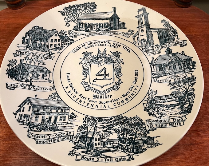 Vintage Town of Brunswick Historic Bicentennial Hooper Advertising Services Wall Plate Decor Wall Art Vintage Plates Historical Society