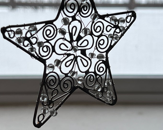 Vintage Silver Star Ornament with Rhinestones Gift Ornaments Lover Antiques Stars Sparkle Gray Lover Antiques and Vintage
