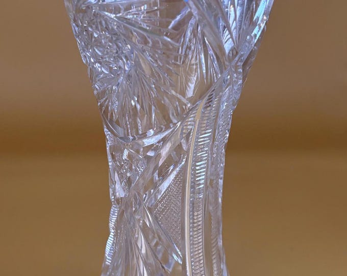 Antique American Brilliant Period Cut Crystal Corset Sawtooth Vase ABP Cut Crystal American Cut Glass Lover Antiques and Vintage