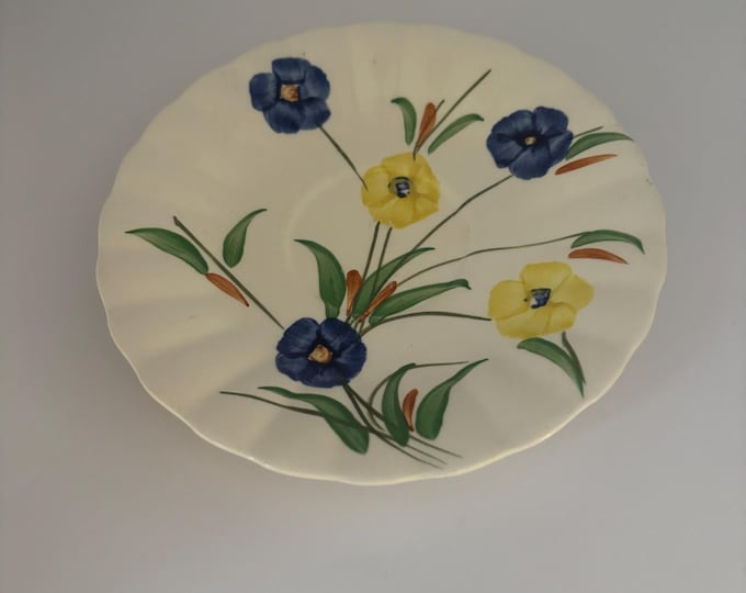 Blue Ridge Southern Potteries Saucer Plate, Summer Flowers Design, Lover Antiques and Vintage