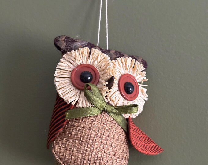 Vintage Owl Ornament Beri Bristle and Pinecone Figurine Handcrafted Owl Ornament Lover Antiques and Vintage