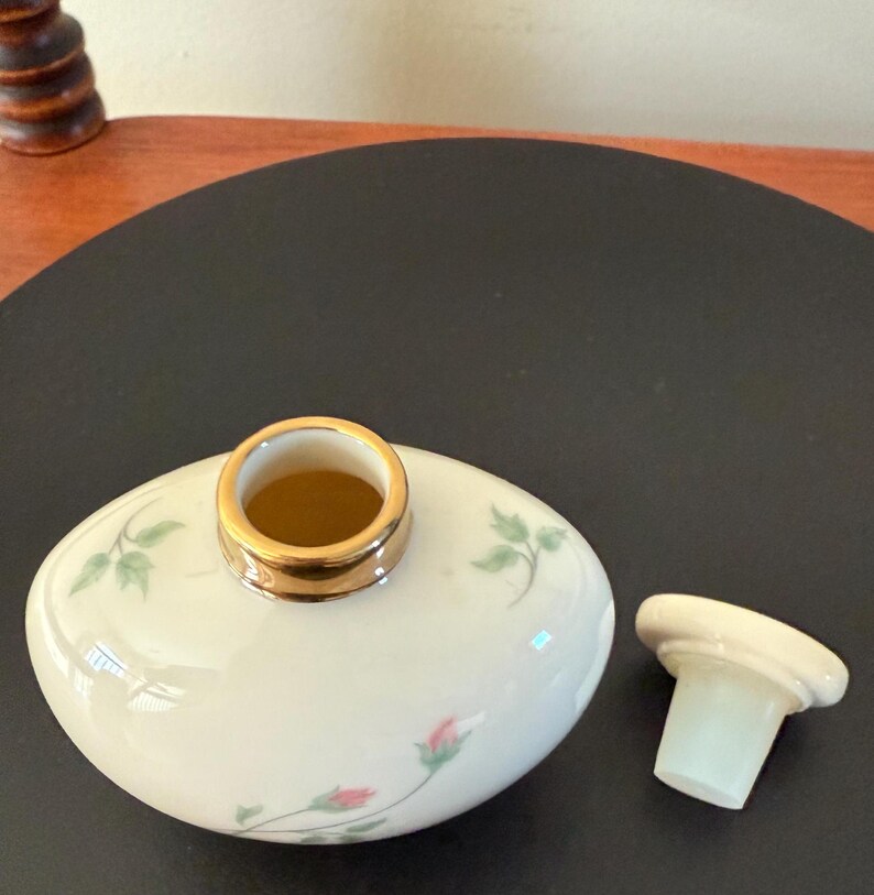 Vintage Lenox Perfume Bottle Rose Manor Made in USA Ivory Roses Small