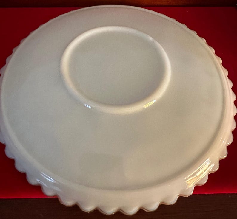 Depression Milk Glass White Monax Petalware Salad Plate, 8” Lace Pattern White Special Glass Plate Lover Antiques and Vintage image 5