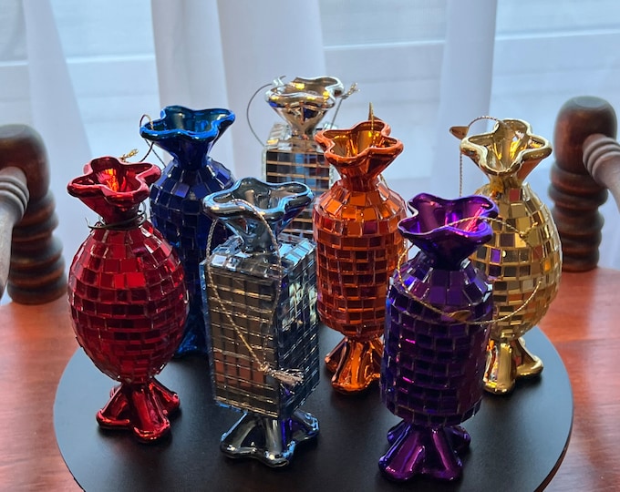Vintage Mirror Christmas Holiday Ornaments Set of 7 disco ball ornament
