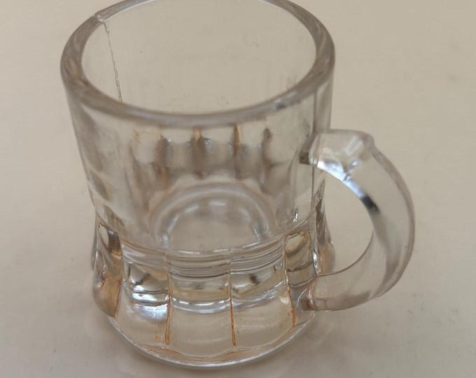Antique EAPG Clear Shot Glass with Handle Mini Beer Mug Shot Glass Lover Antiques and Vintage