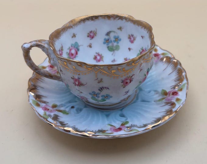 Vintage Demi Cup and Saucer Hand Painted Lover Antiques and Vintage