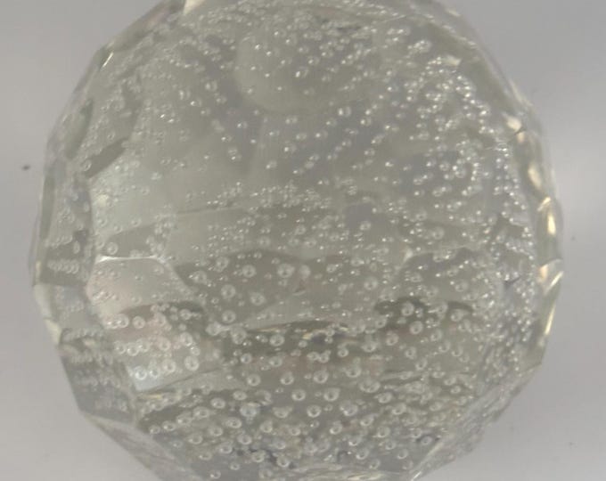 Vintage Murano Crystal Bullicante Glass Paperweight with Controlled Bubbles 3 Inch Diameter Art Deco