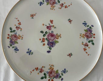 Vintage Czechoslovakia Floral Plate: Purple Flower Design, 11.5" Czech Platter