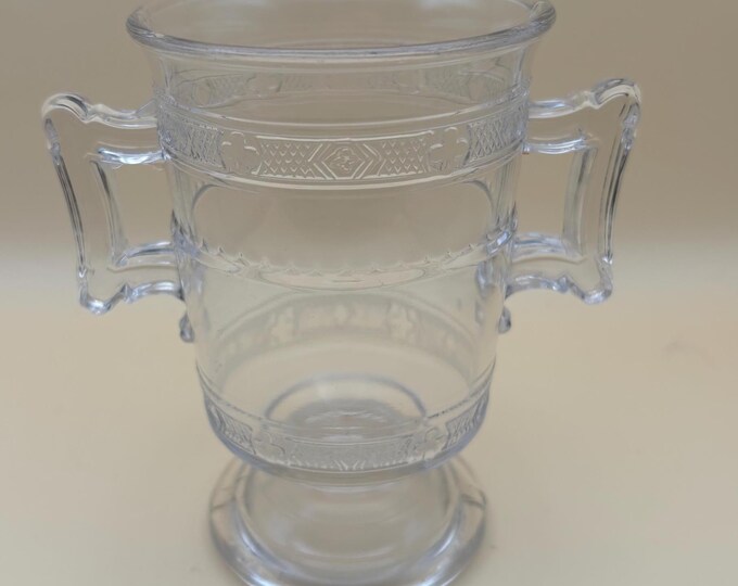 Antique EAPG Pressed Glass Cross Bands Trophy Glass Spooner or Spill Circa 1800’s Lover Antiques and Vintage