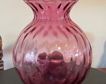 Vintage Cranberry Glass Vase Pink Art Glass Pilgrim Fenton Pink Rose Decorative Antique Gift for Her