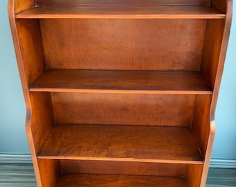 Antique Cushman Mahogany Spoon Foot Bookcase 4 Shelves Book Shelf with scrolled top created in 1929 Numbered