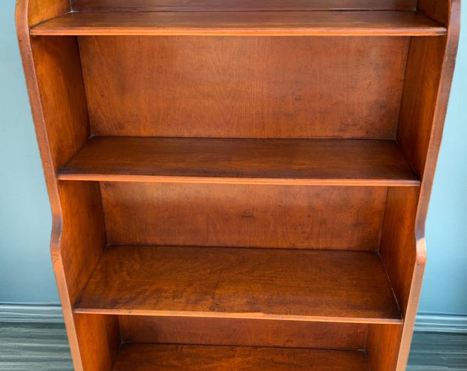 Antique Cushman Mahogany Spoon Foot Bookcase 4 Shelves Book Shelf with scrolled top created in 1929 Numbered