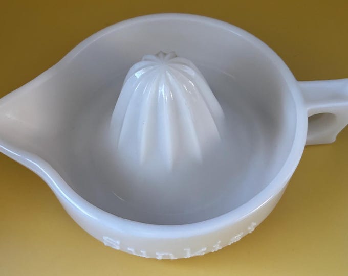Sunkist White Milk Glass Juicer Reamer, McKee Glass Company, Lover Antiques and Vintage