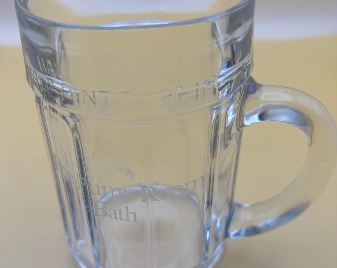 Vintage Glass Beer Mug with Pump Room Bath Embossed on Cup Lover Antiques and Vintage
