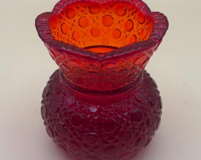 Vintage Red Amberina Mini Vase Small Glass Art Vase Lover Antiques and Vintage