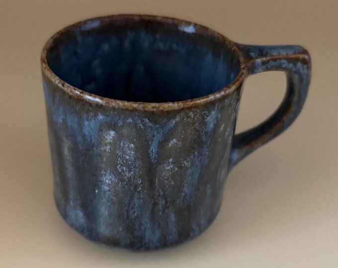 Antique Handmade Blue Stoneware Pottery Mug Cup Dated 1909 Lover Antiques and Vintage