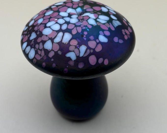 Vintage Neo Glass Mushroom Made in England Signed K Heaton Glass Figurine Lover Antiques and Vintage