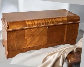 Vintage Art Deco Waterfall Hope Chest Cedar Chest Blanket Chest Lover Antiques and Vintage