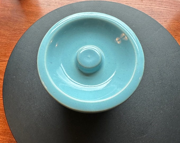 Vintage Blue Pottery Container with Lid Vase Folk Art Toothpick Holder, Key Holder, Small Container, Lover Antiques and Vintage
