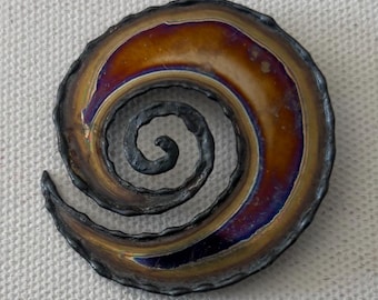 Vintage Multi Color Spiral Handcrafted Pin Brooch Metal Steampunk Style Lover Antiques and Vintage