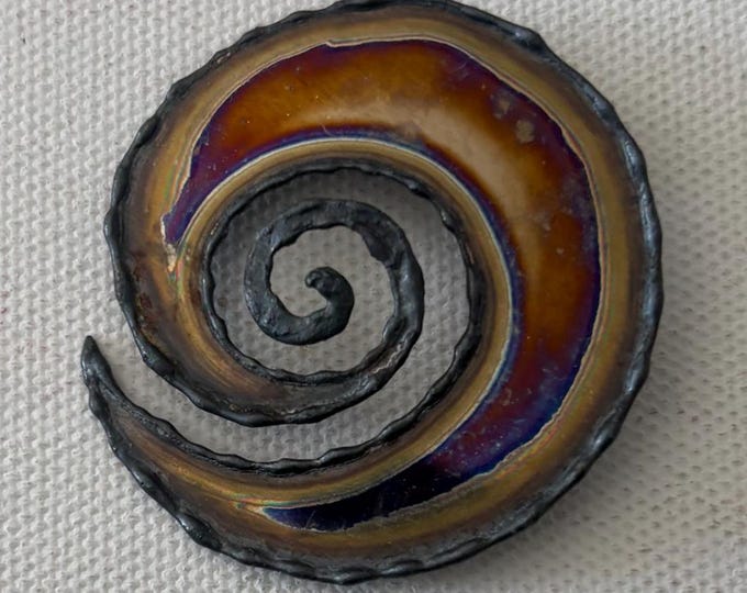 Vintage Multi Color Spiral Handcrafted Pin Brooch Metal Steampunk Style Lover Antiques and Vintage