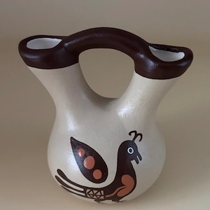 Vintage Navajo Etched Hand Painted Wedding Vase Signed on Bottom 108A Wedding Vase Lover Antiques Vintage