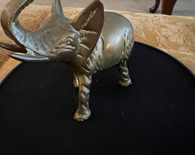 Vintage Brass Elephant with its trunk up Figurine Elephants Animal Figure Lucky Lover Antiques and Vintage