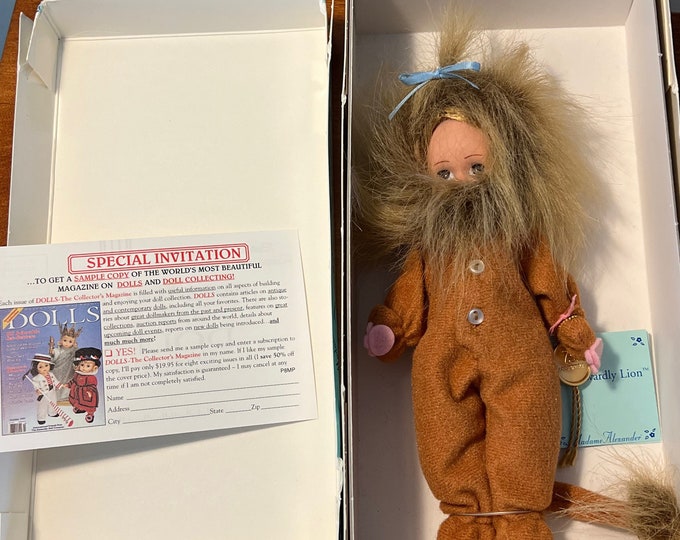 Vintage Madame Alexander Cowardly Lion No. 13220 8” doll from The Wizard of Oz Coward Lions Dolls