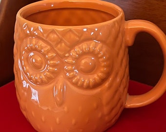 Pretty Orange Owl Mug, Coffee Cup, Tea Cup, Lover Antiques and Vintage