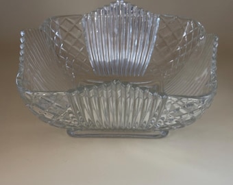 Crystal Square Candy Dish, Art Deco Tray Caddy, Serving Dish for Candies, Nuts, Small Treats