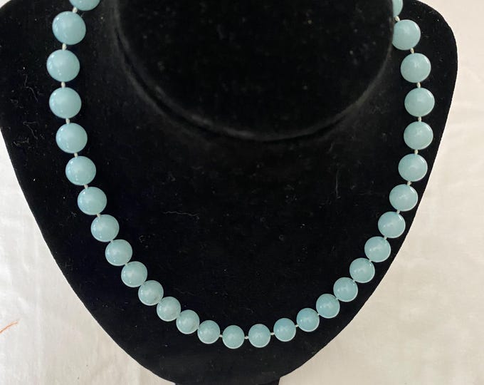 Vintage Light Blue Beaded Necklace Sky Blue Jewelry Unique Gifts at Lover Antiques and Vintage