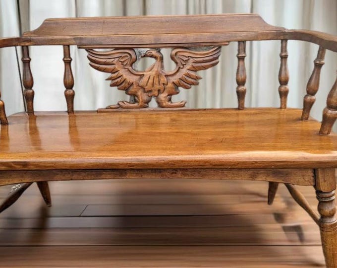 Cushman Colonial Creations Eagle Back Bench Rustic Seating Area Lover Antiques and Vintage